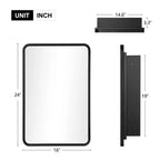 16 * 24 Inch Black Rectangular Bathroom Medicine Cabinet With Mirror