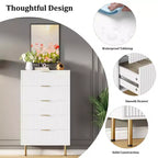 Fluted Wood Dresser 5 Drawers Dresser for Bedroom, Modern Chest of Drawers, Tall Brown Dresser with Faux Marble Top