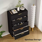 Fluted Wood Dresser 5 Drawers Dresser for Bedroom, Modern Chest of Drawers, Tall Brown Dresser with Faux Marble Top