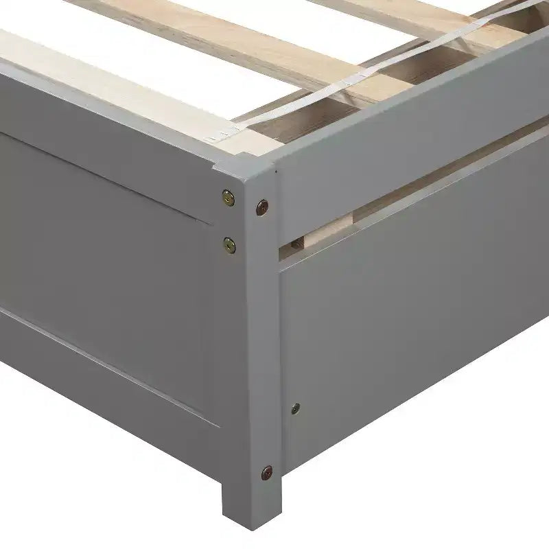 Twin Platform Storage Bed Wood Bed Frame with Two Drawers and Headboard White