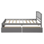 Twin Platform Storage Bed Wood Bed Frame with Two Drawers and Headboard White
