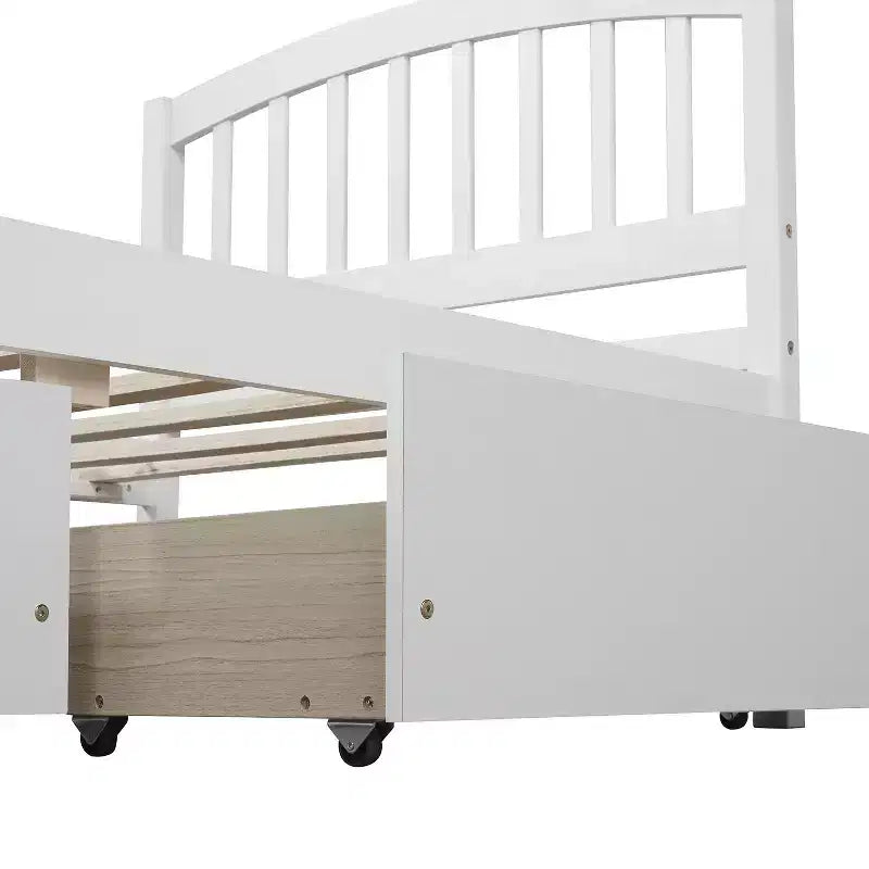 Twin Platform Storage Bed Wood Bed Frame with Two Drawers and Headboard White