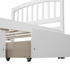 Twin Platform Storage Bed Wood Bed Frame with Two Drawers and Headboard White