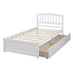 Twin Platform Storage Bed Wood Bed Frame with Two Drawers and Headboard White