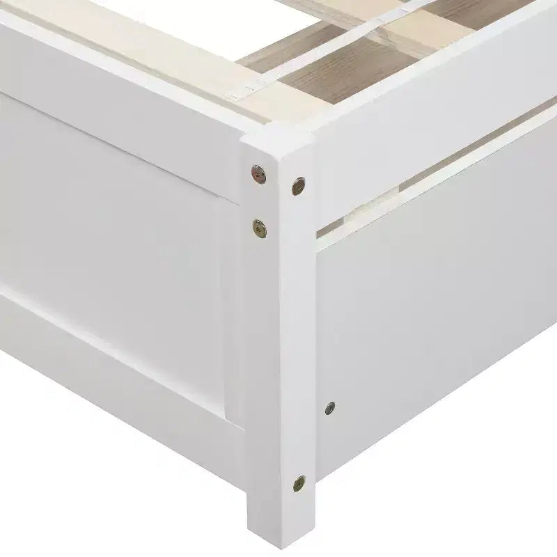 Twin Platform Storage Bed Wood Bed Frame with Two Drawers and Headboard White