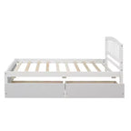 Twin Platform Storage Bed Wood Bed Frame with Two Drawers and Headboard White