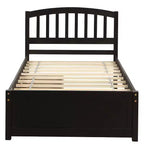 Twin Platform Storage Bed Wood Bed Frame with Two Drawers and Headboard White