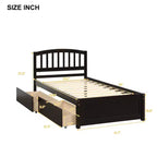 Twin Platform Storage Bed Wood Bed Frame with Two Drawers and Headboard White