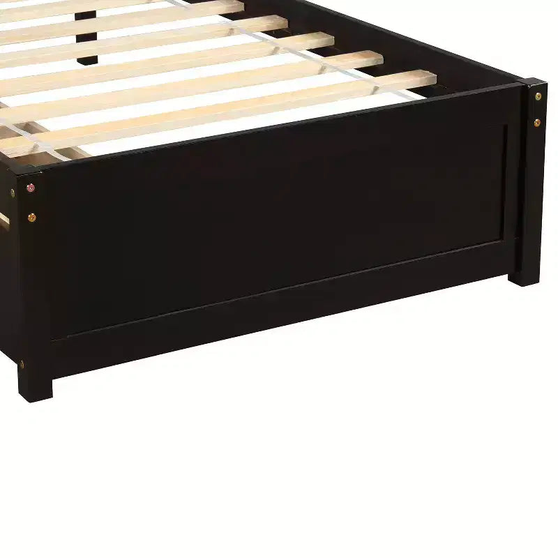 Twin Platform Storage Bed Wood Bed Frame with Two Drawers and Headboard White