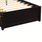 Twin Platform Storage Bed Wood Bed Frame with Two Drawers and Headboard White