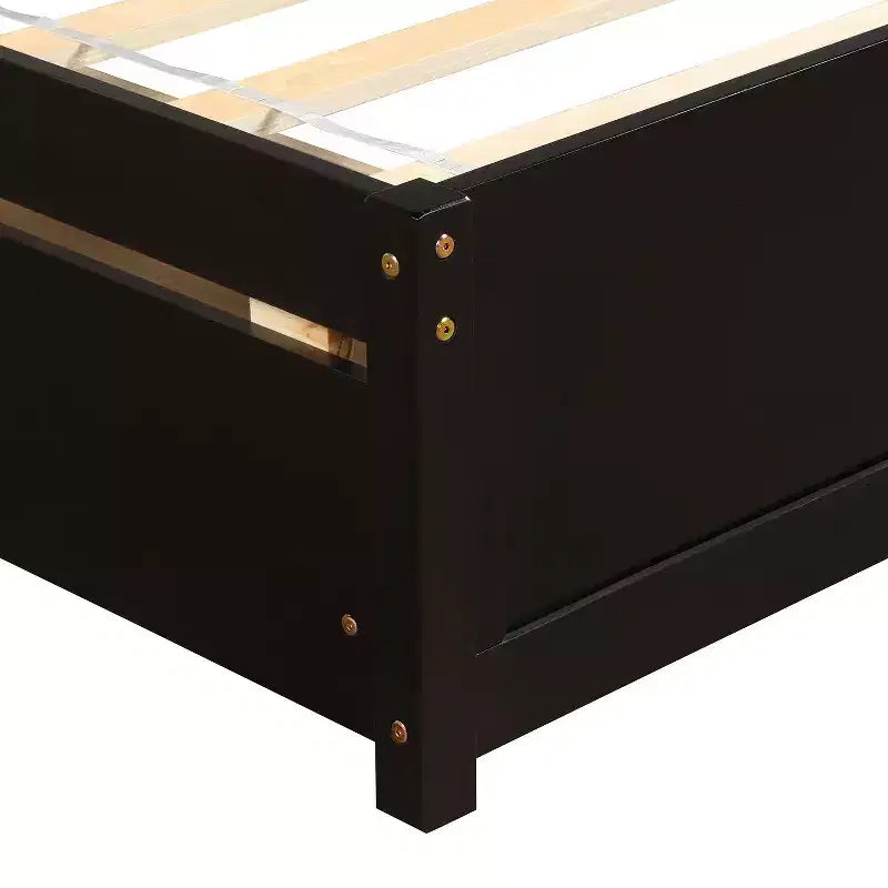 Twin Platform Storage Bed Wood Bed Frame with Two Drawers and Headboard White