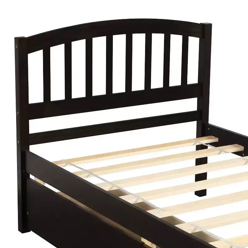Twin Platform Storage Bed Wood Bed Frame with Two Drawers and Headboard White