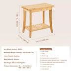 VEVOR Bamboo Shower Bench, 19.1 x 11.3 x 18.3 in, Waterproof Shower Stool Chair with Storage Shelf, 330lbs Load Capacity, Natural Bamboo