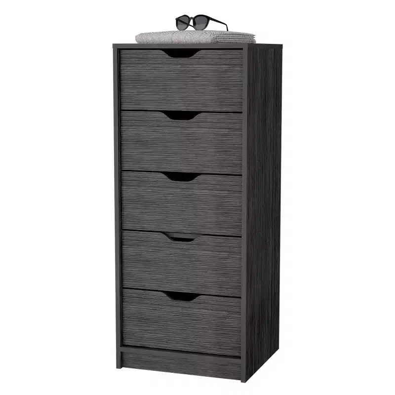 Okak Slim 5-Drawer Dresser Space-Efficient Storage with 25kg Total Capacity, Easy-Glide Drawers for Clothes, Toys Organization