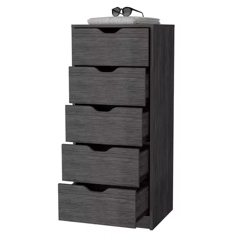 Okak Slim 5-Drawer Dresser Space-Efficient Storage with 25kg Total Capacity, Easy-Glide Drawers for Clothes, Toys Organization