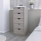 Okak Slim 5-Drawer Dresser Space-Efficient Storage with 25kg Total Capacity, Easy-Glide Drawers for Clothes, Toys Organization