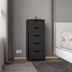 Okak Slim 5-Drawer Dresser Space-Efficient Storage with 25kg Total Capacity, Easy-Glide Drawers for Clothes, Toys Organization