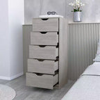 Okak Slim 5-Drawer Dresser Space-Efficient Storage with 25kg Total Capacity, Easy-Glide Drawers for Clothes, Toys Organization