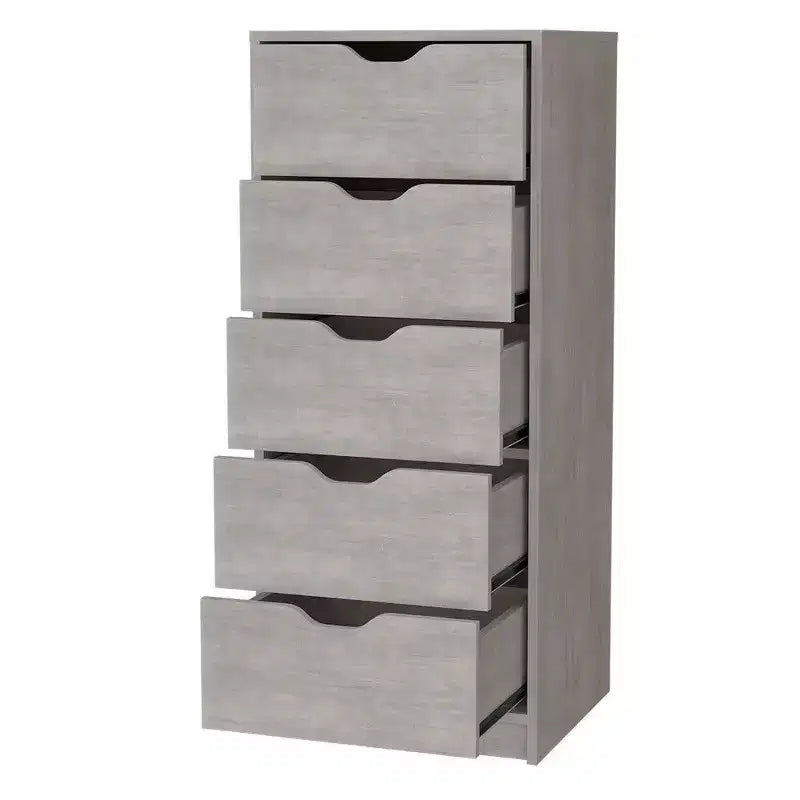 Okak Slim 5-Drawer Dresser Space-Efficient Storage with 25kg Total Capacity, Easy-Glide Drawers for Clothes, Toys Organization