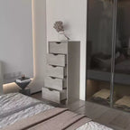Okak Slim 5-Drawer Dresser Space-Efficient Storage with 25kg Total Capacity, Easy-Glide Drawers for Clothes, Toys Organization