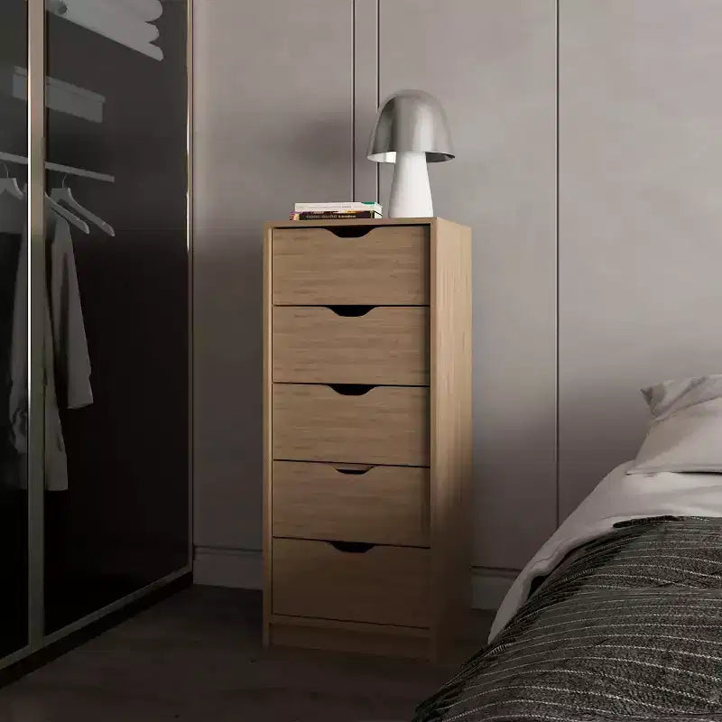 Okak Slim 5-Drawer Dresser Space-Efficient Storage with 25kg Total Capacity, Easy-Glide Drawers for Clothes, Toys Organization