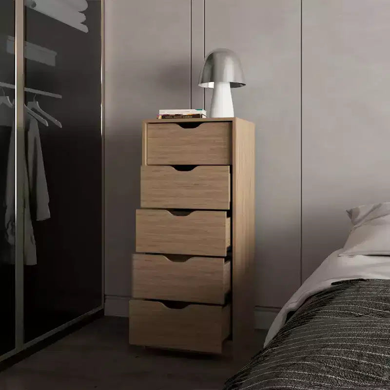 Okak Slim 5-Drawer Dresser Space-Efficient Storage with 25kg Total Capacity, Easy-Glide Drawers for Clothes, Toys Organization