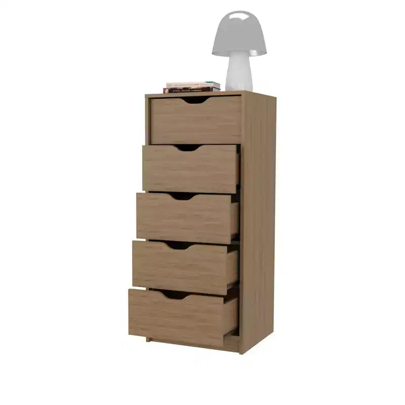 Okak Slim 5-Drawer Dresser Space-Efficient Storage with 25kg Total Capacity, Easy-Glide Drawers for Clothes, Toys Organization