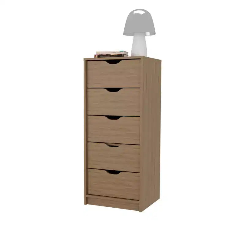 Okak Slim 5-Drawer Dresser Space-Efficient Storage with 25kg Total Capacity, Easy-Glide Drawers for Clothes, Toys Organization