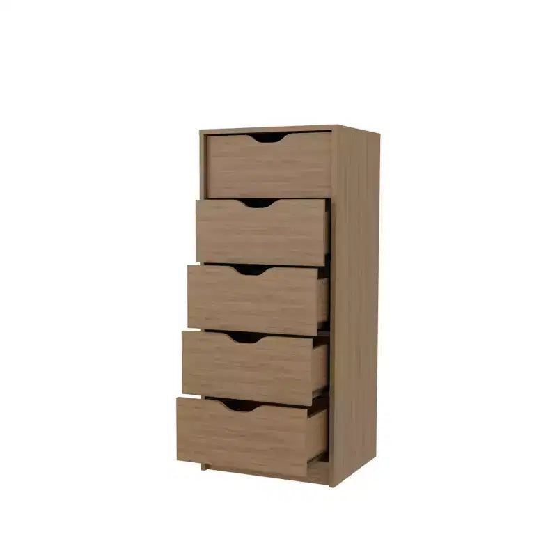 Okak Slim 5-Drawer Dresser Space-Efficient Storage with 25kg Total Capacity, Easy-Glide Drawers for Clothes, Toys Organization