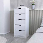 Okak Slim 5-Drawer Dresser Space-Efficient Storage with 25kg Total Capacity, Easy-Glide Drawers for Clothes, Toys Organization