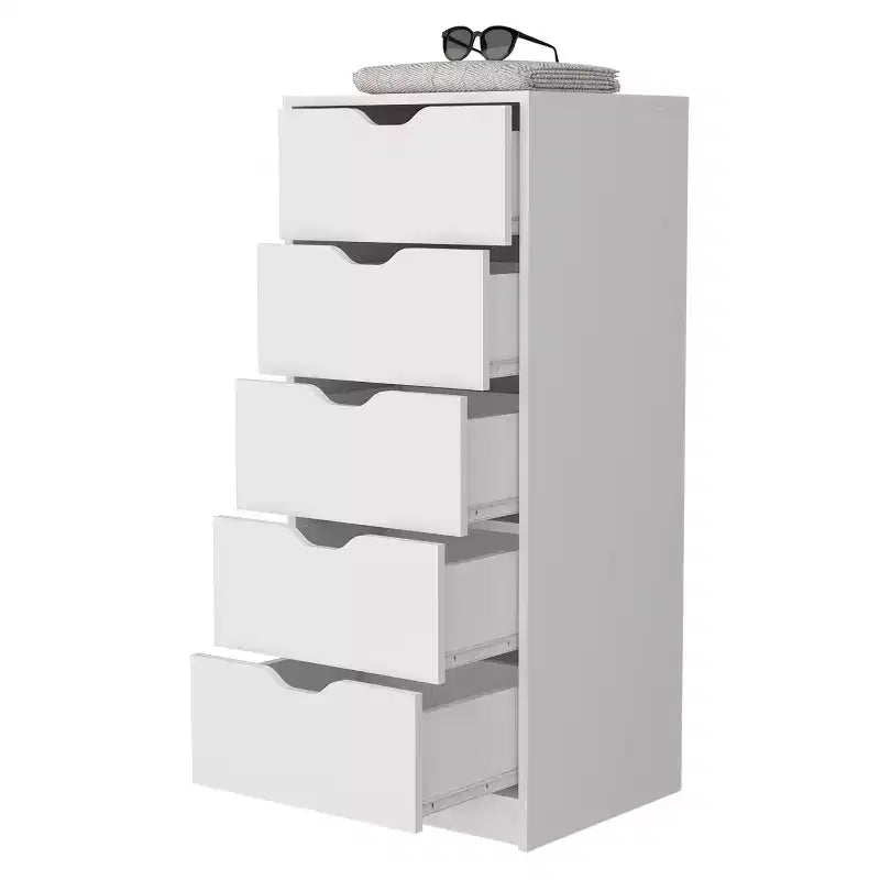 Okak Slim 5-Drawer Dresser Space-Efficient Storage with 25kg Total Capacity, Easy-Glide Drawers for Clothes, Toys Organization