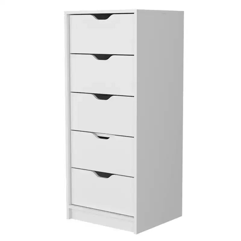 Okak Slim 5-Drawer Dresser Space-Efficient Storage with 25kg Total Capacity, Easy-Glide Drawers for Clothes, Toys Organization