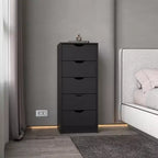 Okak Slim 5-Drawer Dresser Space-Efficient Storage with 25kg Total Capacity, Easy-Glide Drawers for Clothes, Toys Organization