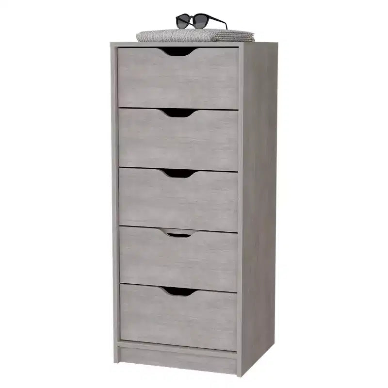 Okak Slim 5-Drawer Dresser Space-Efficient Storage with 25kg Total Capacity, Easy-Glide Drawers for Clothes, Toys Organization