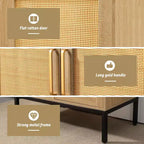 LIKEPAY Rattan Buffet 2-Door Storage Sideboard Cabinet with Adjustable Legs