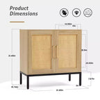 LIKEPAY Rattan Buffet 2-Door Storage Sideboard Cabinet with Adjustable Legs