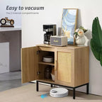 LIKEPAY Rattan Buffet 2-Door Storage Sideboard Cabinet with Adjustable Legs