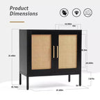 LIKEPAY Rattan Buffet 2-Door Storage Sideboard Cabinet with Adjustable Legs