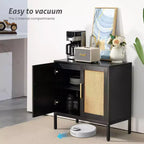 LIKEPAY Rattan Buffet 2-Door Storage Sideboard Cabinet with Adjustable Legs