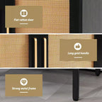 LIKEPAY Rattan Buffet 2-Door Storage Sideboard Cabinet with Adjustable Legs