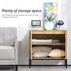 LIKEPAY Rattan Buffet 2-Door Storage Sideboard Cabinet with Adjustable Legs