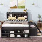 Whisen Full Bed with Bookcase Headboard & Storage