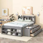 Whisen Full Bed with Bookcase Headboard & Storage