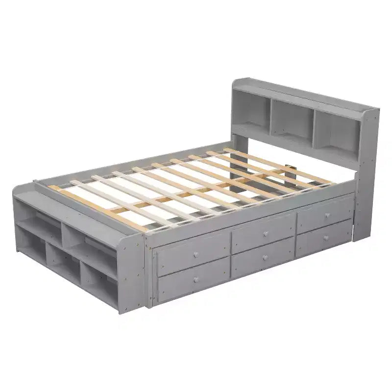 Whisen Full Bed with Bookcase Headboard & Storage