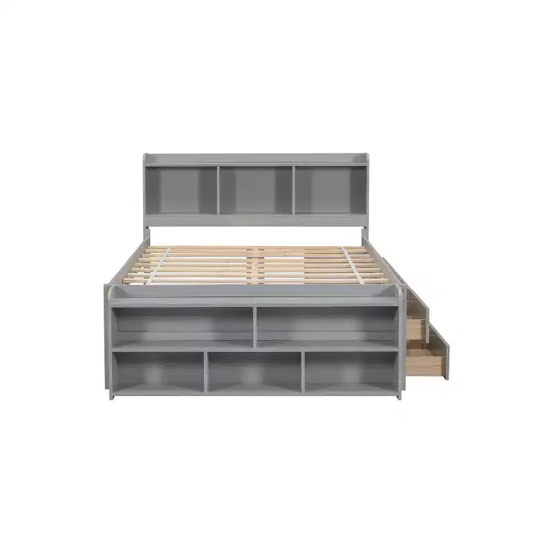 Whisen Full Bed with Bookcase Headboard & Storage