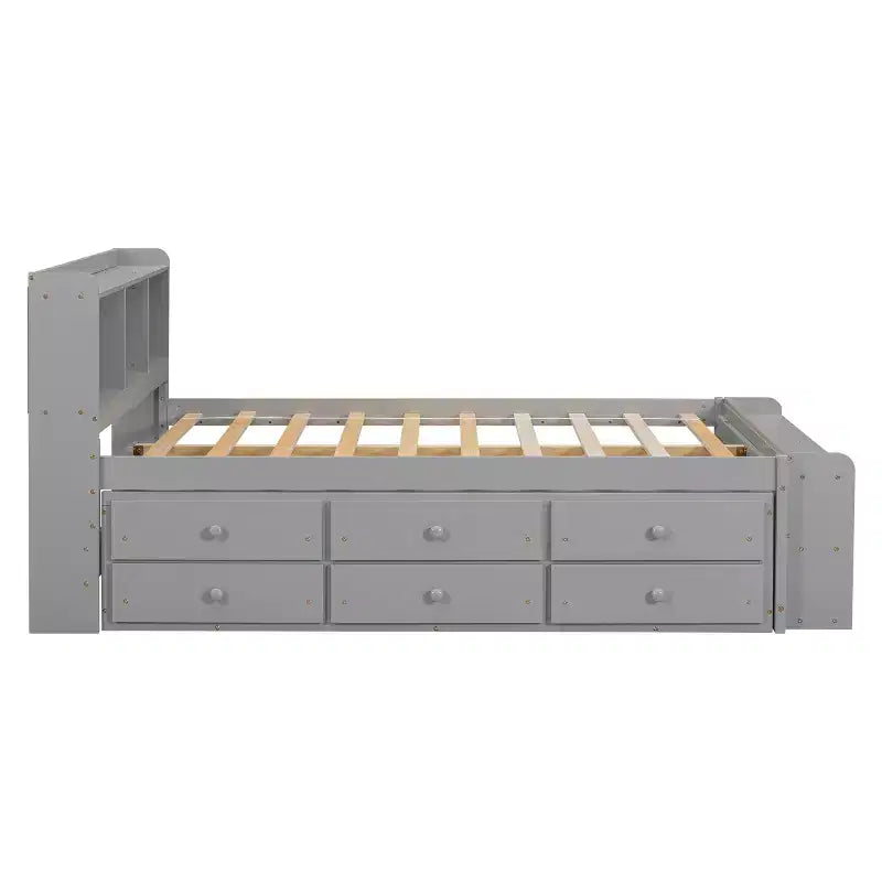 Whisen Full Bed with Bookcase Headboard & Storage