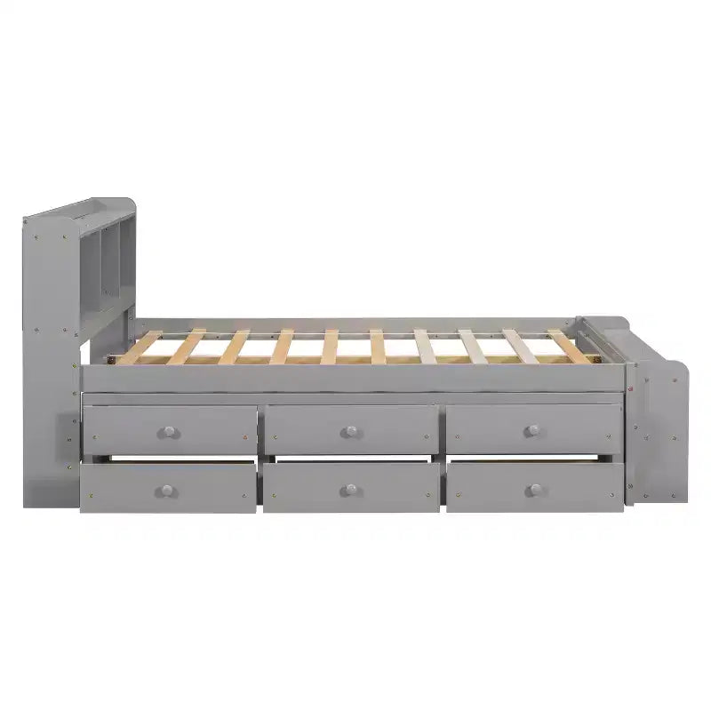 Whisen Full Bed with Bookcase Headboard & Storage