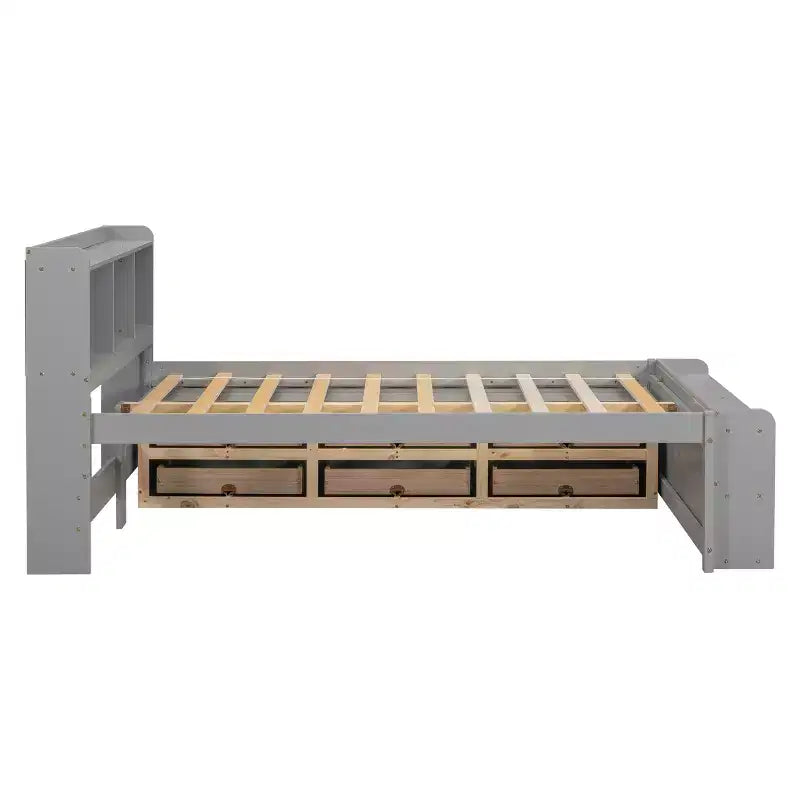 Whisen Full Bed with Bookcase Headboard & Storage