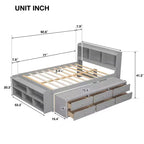 Whisen Full Bed with Bookcase Headboard & Storage