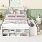 Whisen Full Bed with Bookcase Headboard & Storage